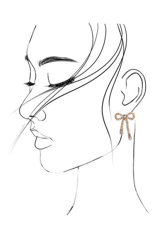 Rhinestone Bow Stud Earrings