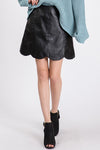 Scalloped Edge Faux Leather Skirt