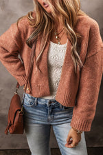 French Beige Drop Shoulder Cardigan