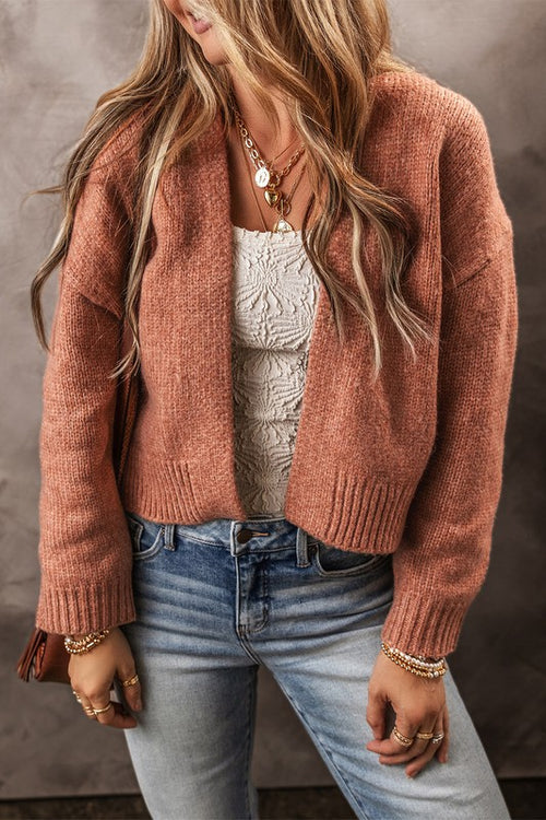 French Beige Drop Shoulder Cardigan