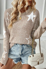 Star Drop Shoulder Sweater (Tan)