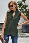 Ruffled Sleeveless Blouse (Dark Olive)