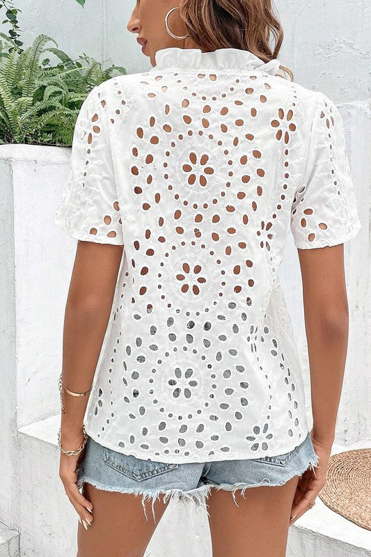 Boho Style Eyelet Top