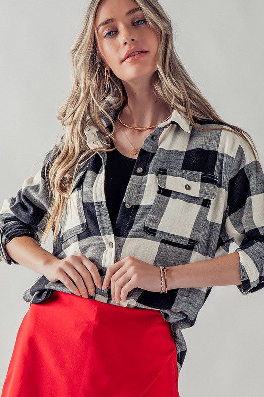 Boyfriend Plaid Flannel (Black)