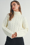 Braided Turtleneck Sweater (Ivory)