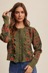 Ruffles and Flowers Knit Cardigan