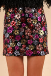 Floral Sequined Mini Skirt