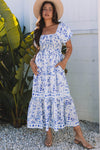 Floral Print Square Neck Dress