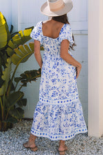 Floral Print Square Neck Dress