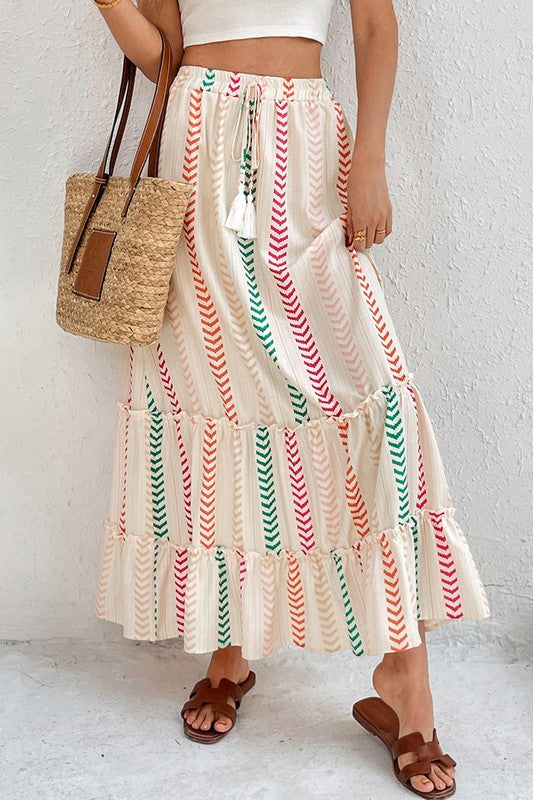Striped Boho Maxi Skirt