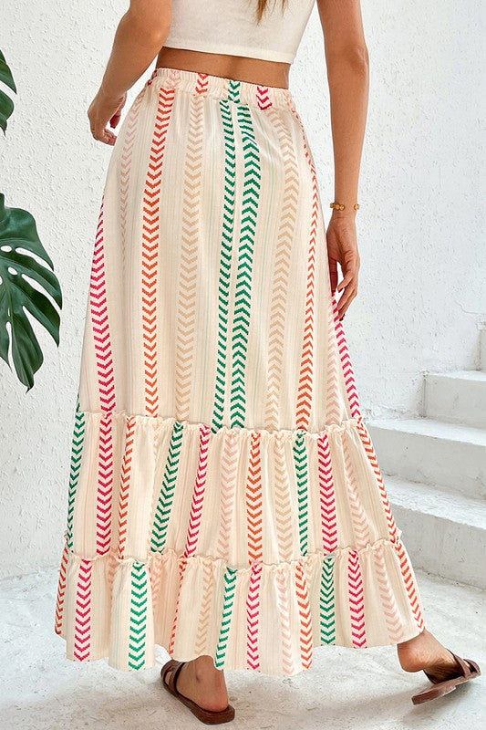 Striped Boho Maxi Skirt