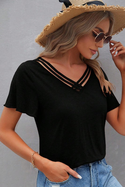 Crisscross V-Neck Top