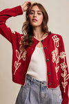 Embroidered Floral Knit Cardigan