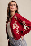 Embroidered Floral Knit Cardigan