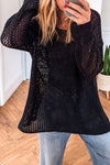 Crochet Hollow Knit Sweater (Black)