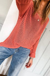 Crochet Hollow Knit Sweater (Coral)
