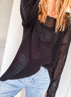 Crochet Hollow Knit Sweater (Black)