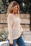 Crochet Hollow Knit Sweater (Tan)