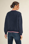 Fuzzy Tree Sweater with Sequins (Navy)