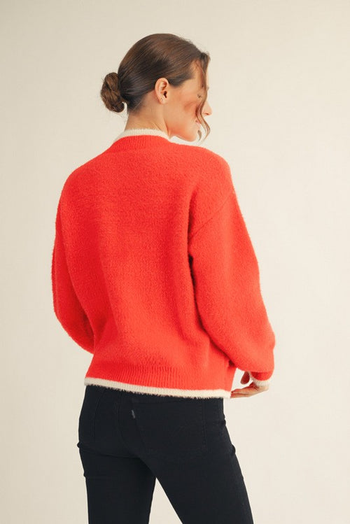 Fuzzy Tree Sweater with Sequins (Tangerine)