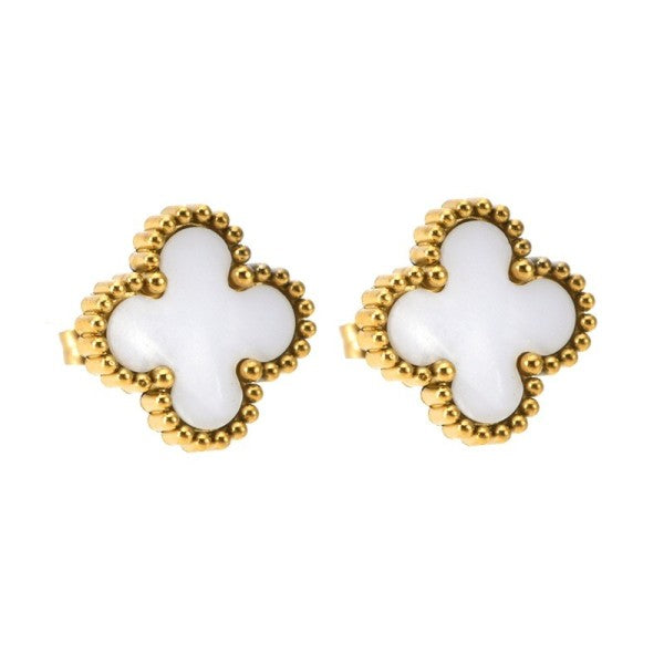 Clover Stud Earrings (White)