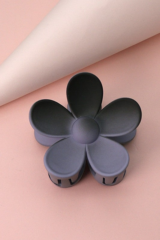 Oversized Flower Claw Clip (Black/Gray)