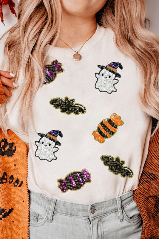 Halloween Sequined Patch Tee