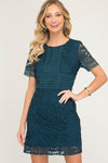 Crochet Lace Dress (Teal)
