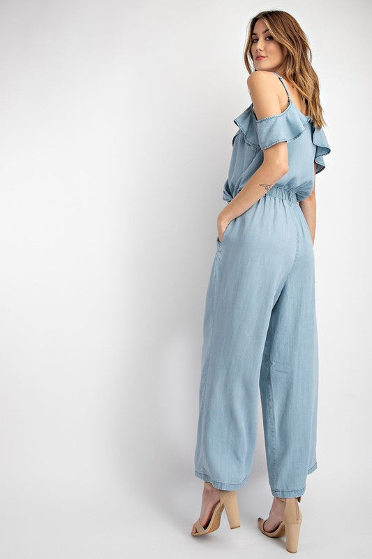 Ruffled Demin Jumpsuit