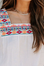 Embroidered Babydoll Blouse