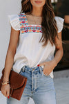 Embroidered Babydoll Blouse