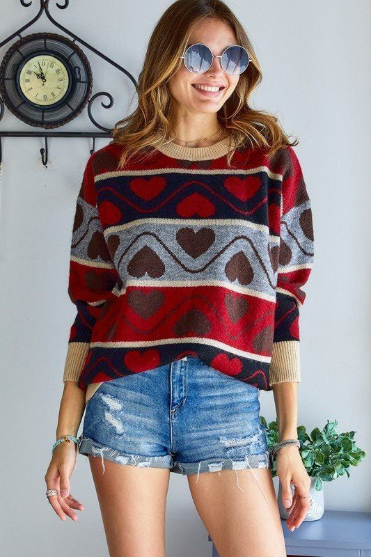 Heart Pattern Sweater (Red)