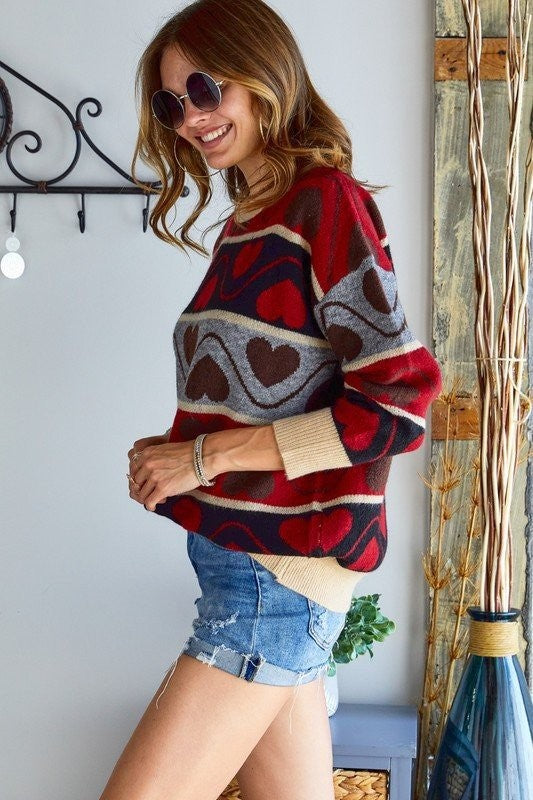 Heart Pattern Sweater (Red)