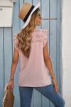 Lace Yoke Crepe Top (Pink)